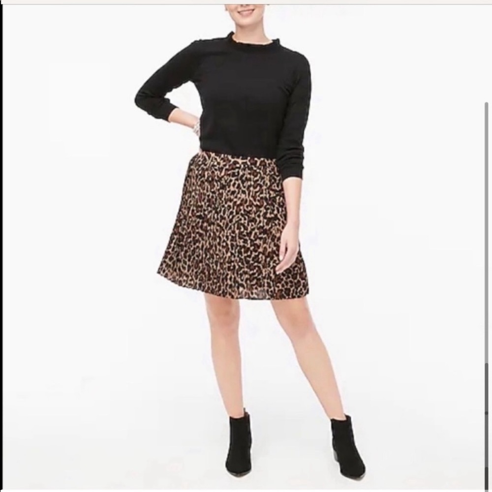 J. Crew Factory • animal print cheetah leopard print pleated skirt black brown